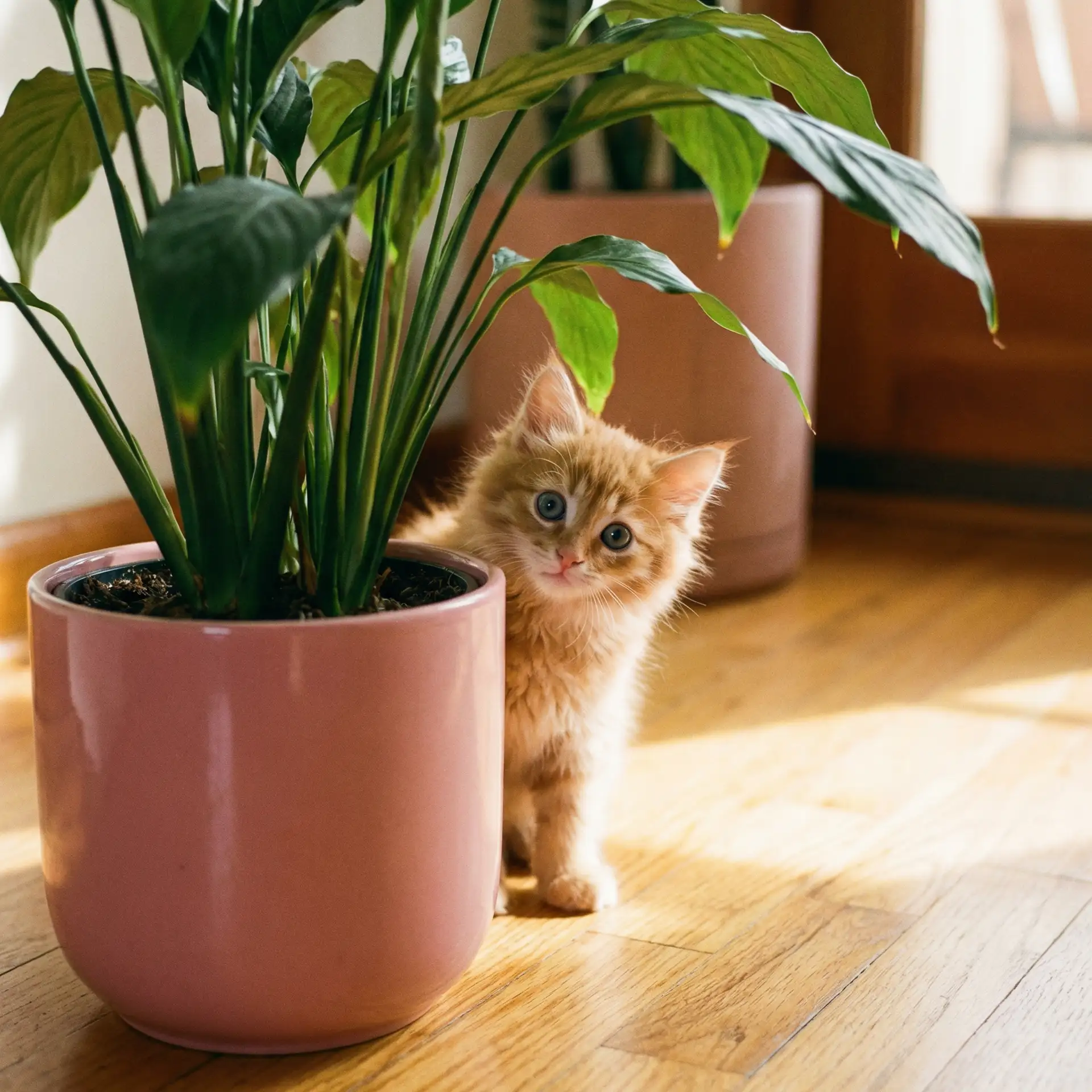 小猫从花盆后探头 - 乡巴佬雅克